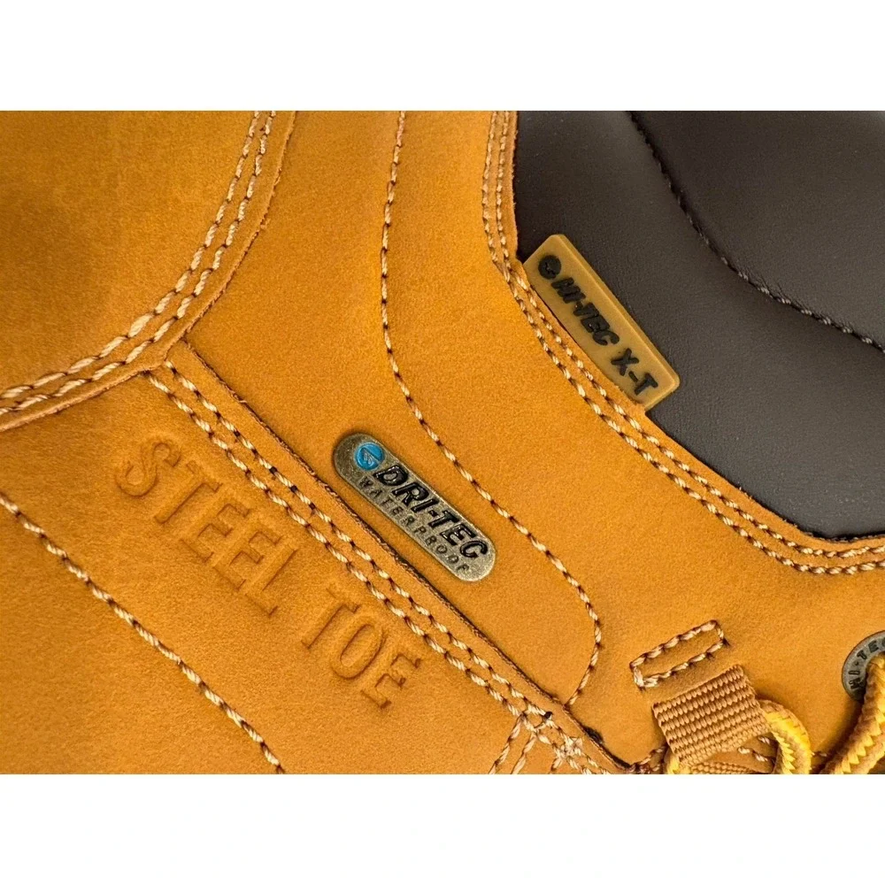 Hi Tec  X-T Men's 10 Tan Steel Toe Boots Cade Oil Resistant  7 Inch NWT